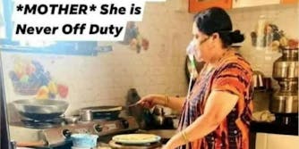 a woman cooking while on oxygen support