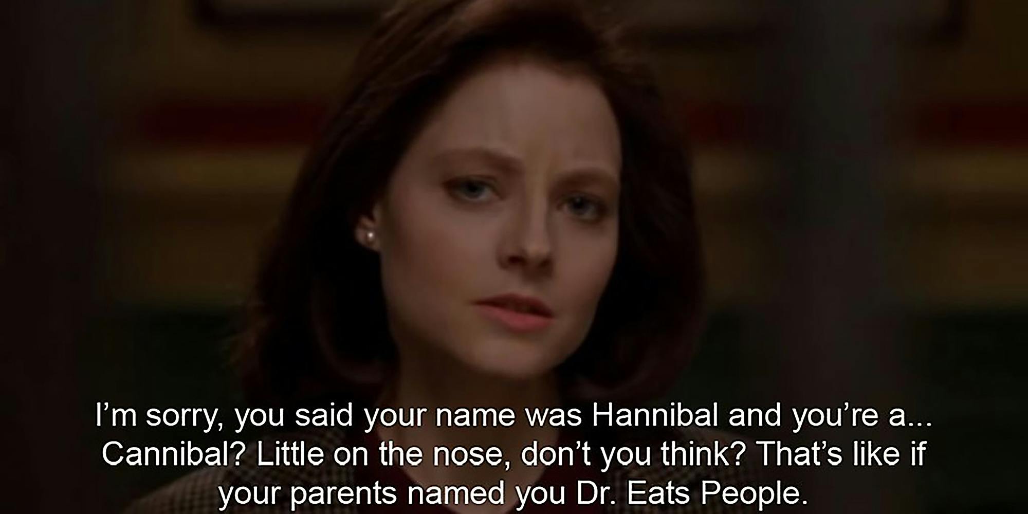 Jodie Foster in Silence of the Lambs looking at camera.