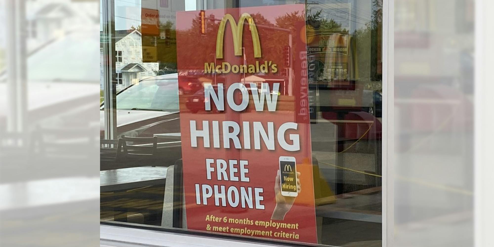 McDonald's now hiring free iPhone After 6 months employment & meet employment criteria sign in window