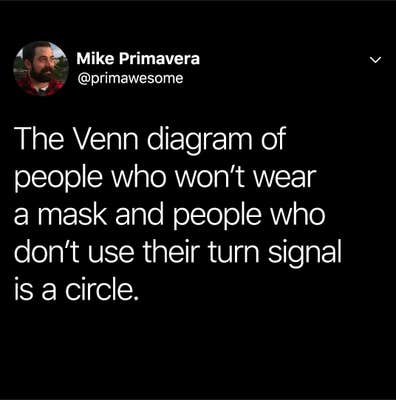 tweet venn diagram people wearing mask and turn signal