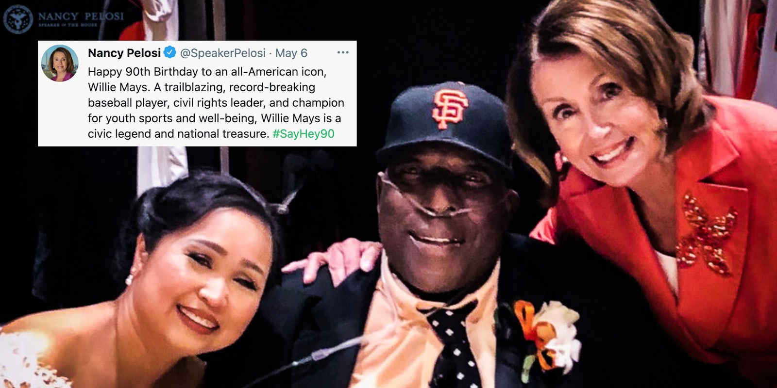 A tweet next to Nancy Pelosi and Willie McCovey