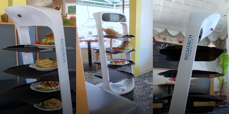 A robot serving food