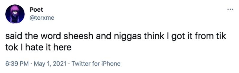 tweet about sheesh on tiktok