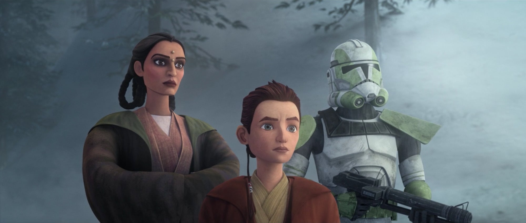 depa billaba, caleb dume, and clone trooper in the bad batch