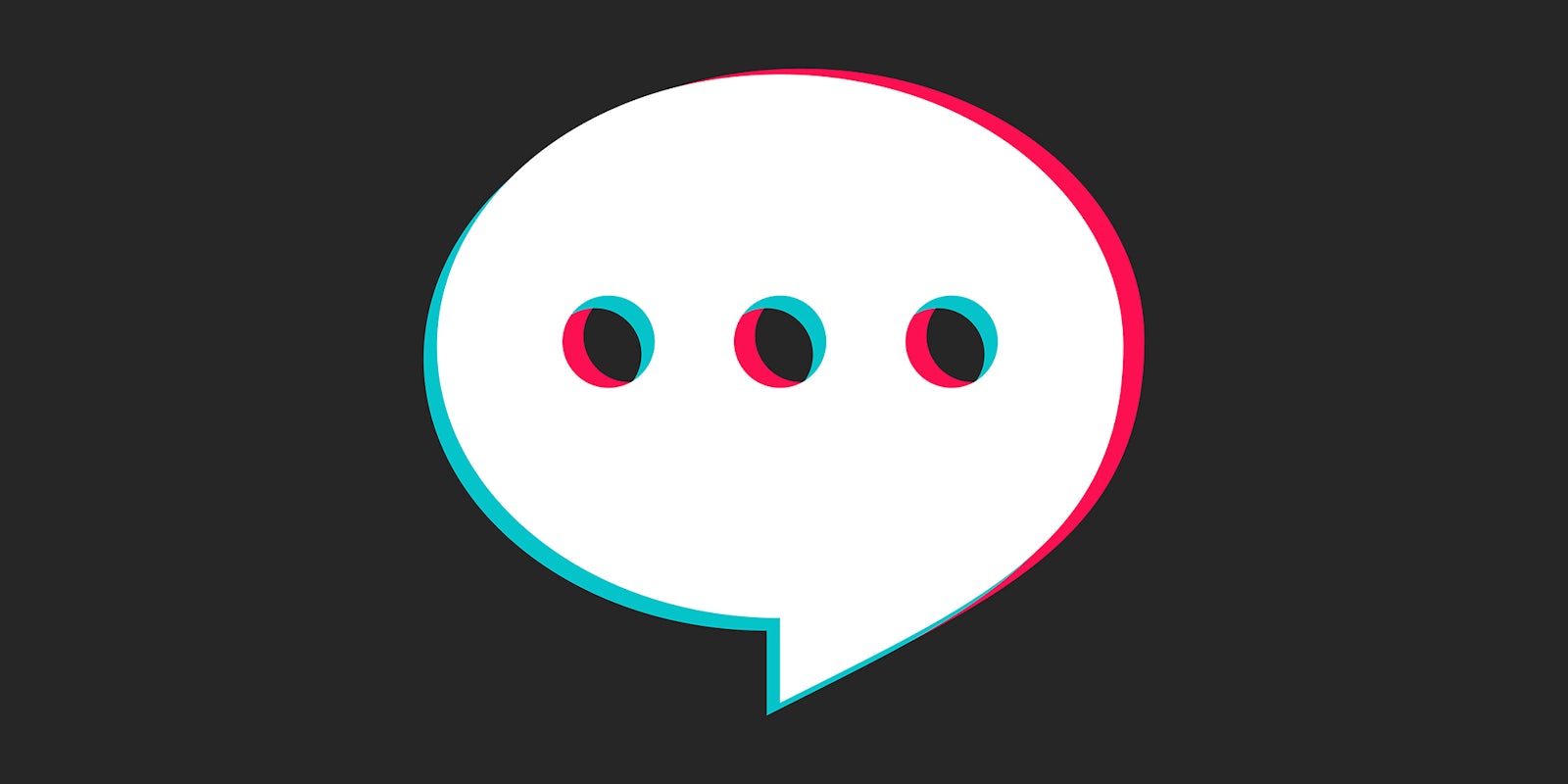 speech bubble with ellipses, made in the tiktok logo style