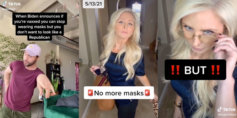 TikTok creators react to the CDC's new guidance on masks.