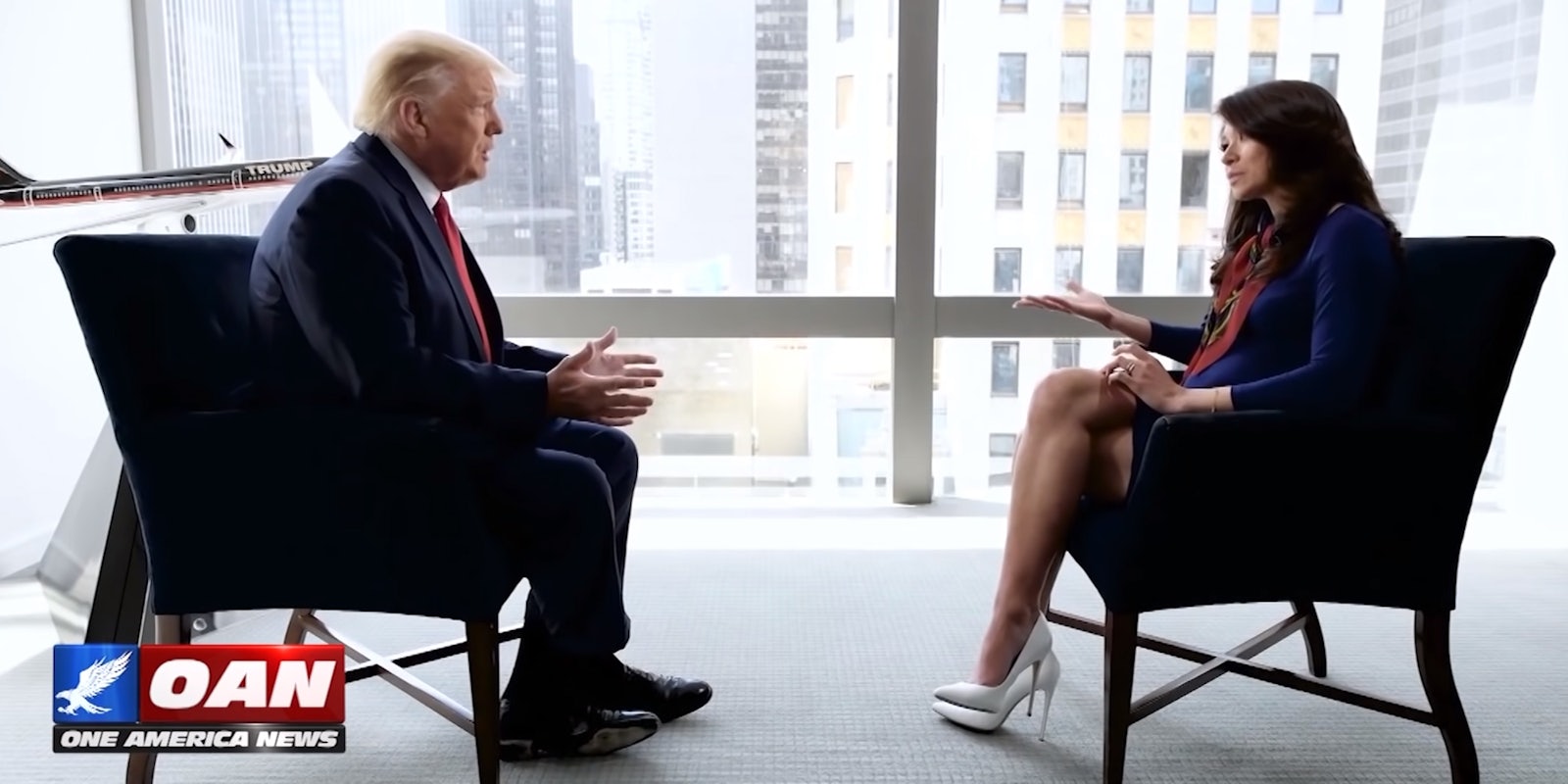 donald trump being interviewed by OAN reporter