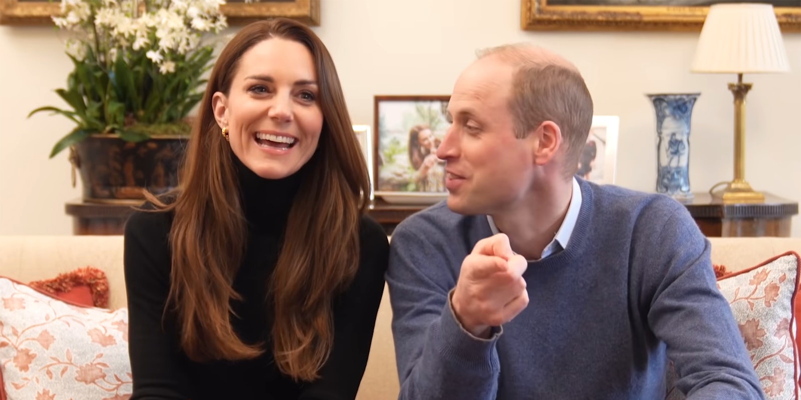 Princess Kate and Prince William on couch