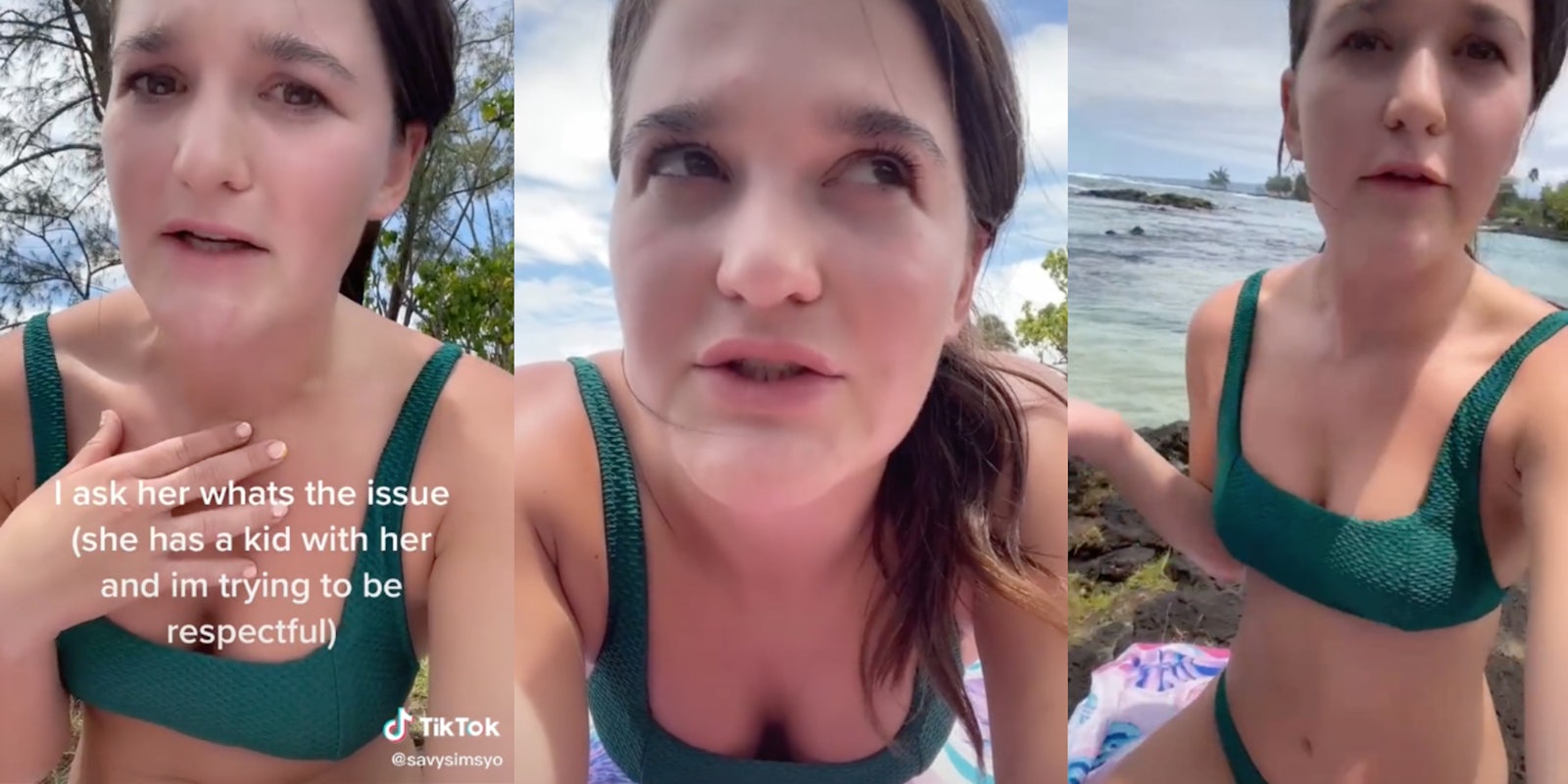 TikToker Savannah Sims recalling how woman made her leave beach
