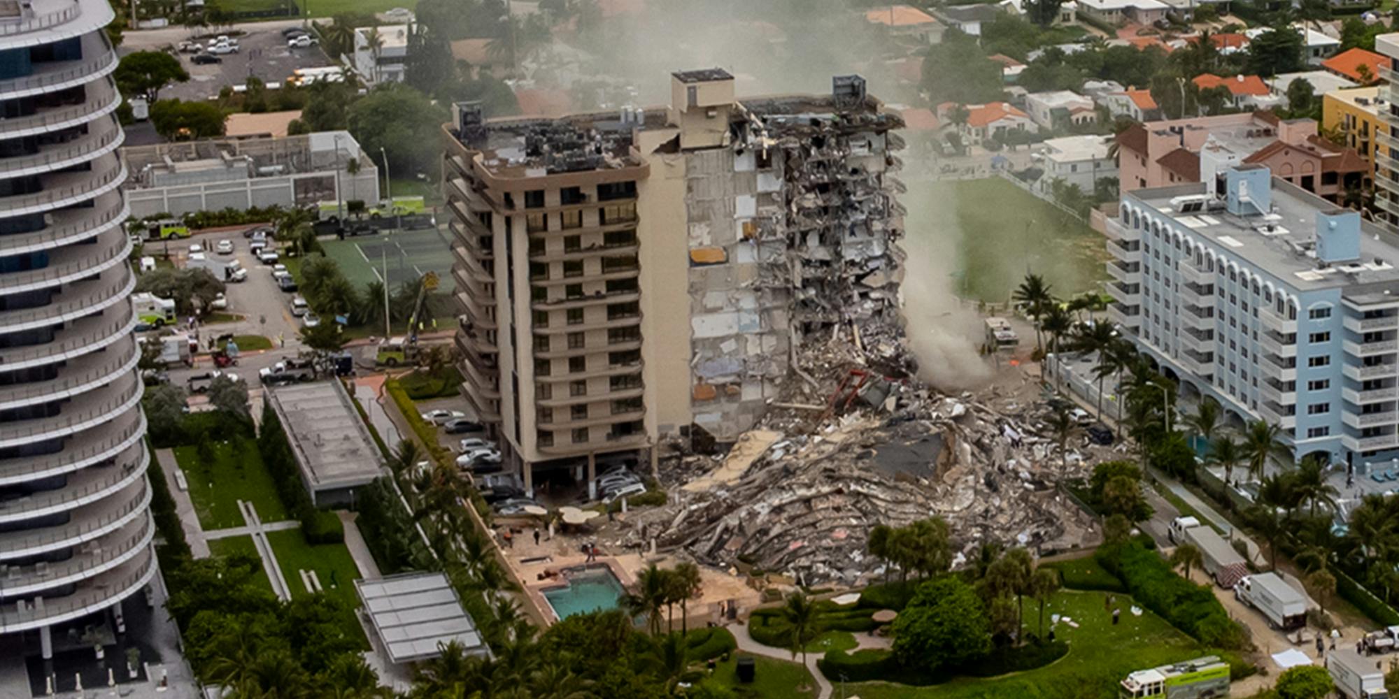 Chaplain Towers collapse from aerial view