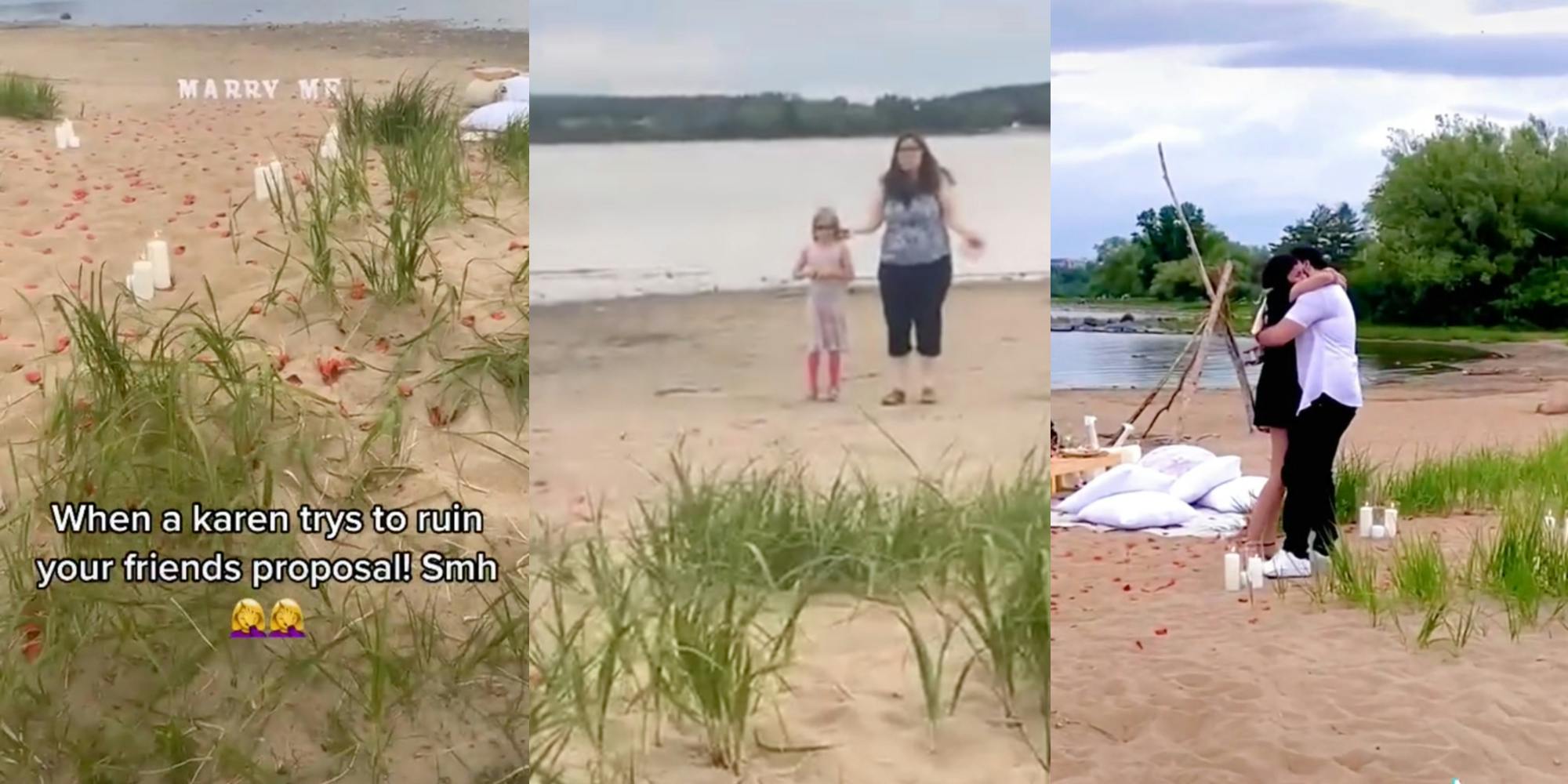 Karen attempts to interrupt beach proposal