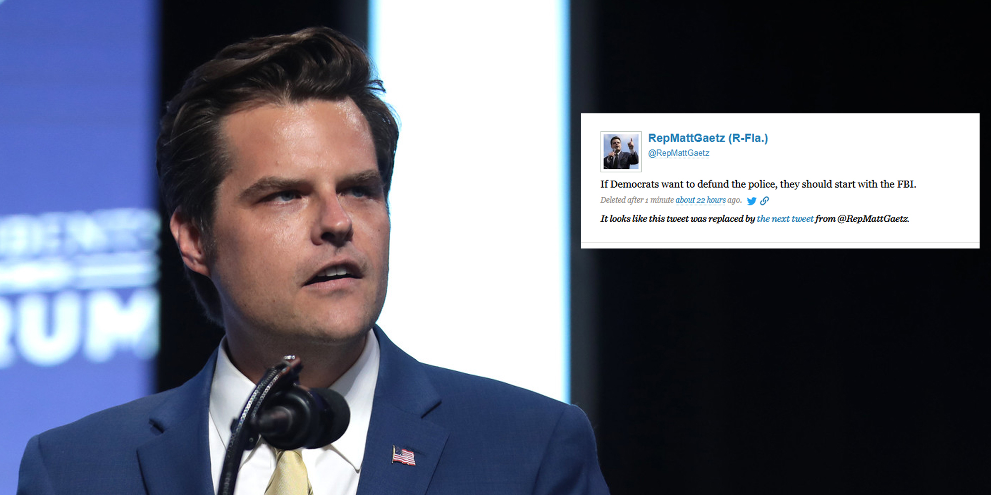 Matt Gaetz Tweets And Quickly Deletes Tweet Urging To 'Defund' FBI