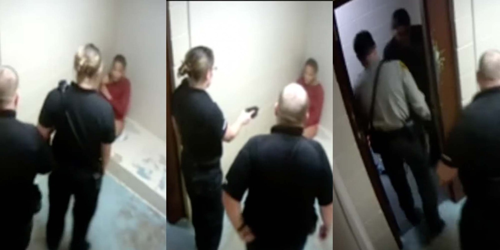 Cops point a taser at Ariel Harrison in McDonough County Jail in Macomb, IL.
