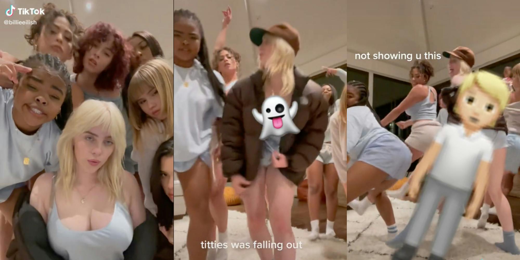 In a viral TikTok video Friday, Billie Eilish had a casual wardrobe malfunc...