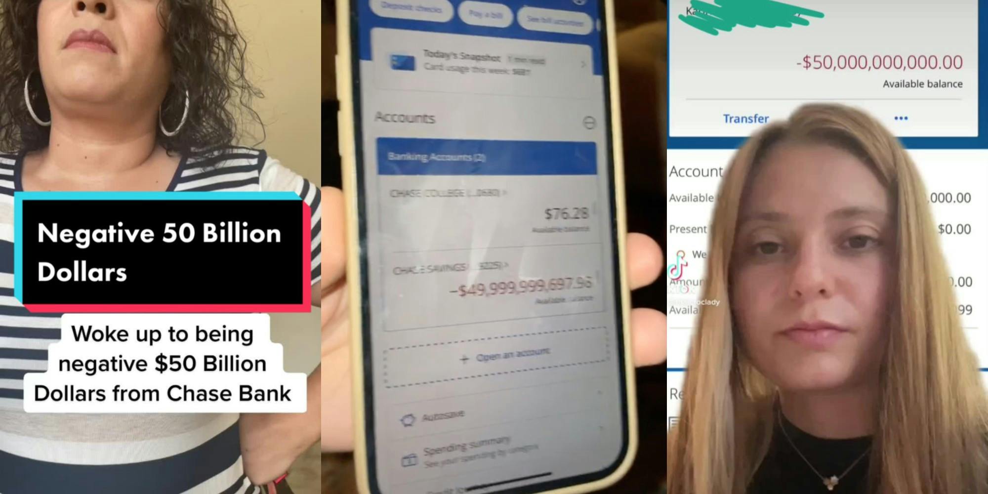 TikTok users discussing a glitch with Chase bank