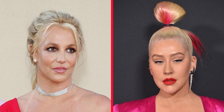 Britney Spears (L) and Christina Aguilera (R).