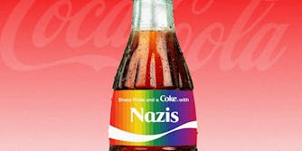 A Coca-Cola bottle with 'Nazis' written on the side.