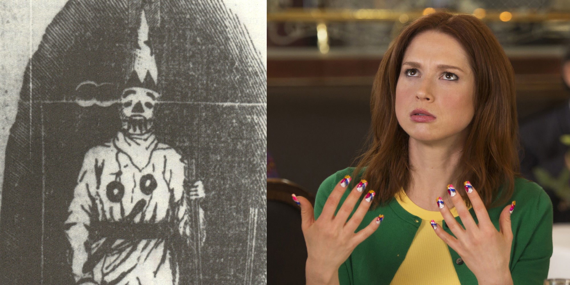 the veiled prophet (left) ellie kemper as kimmy schmidt (r)