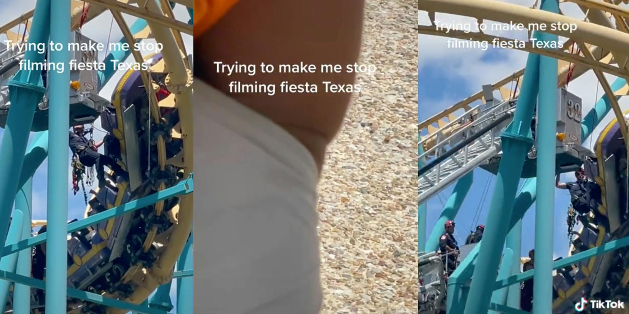 tiktok video of broken roller coaster at fiesta texas