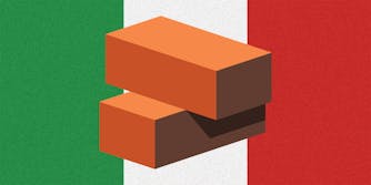 The Italian flag colors with cartoon bricks.