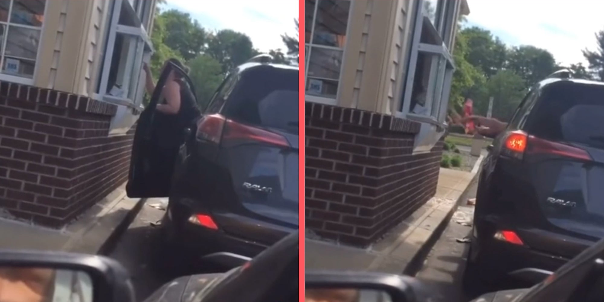 Hysterical Karen Loses Her Mind And Flip Flop In Drive Thru