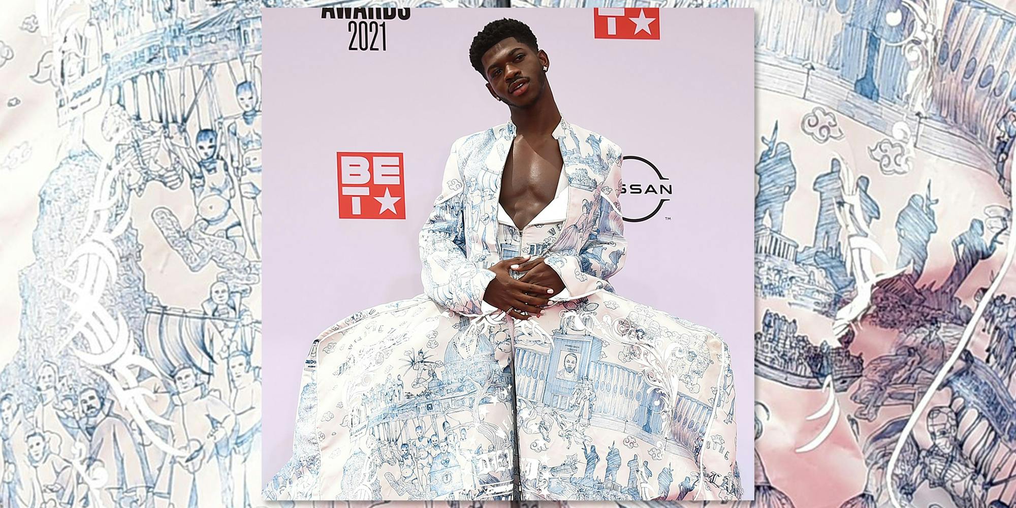 Lil Nas X wearing a dress.