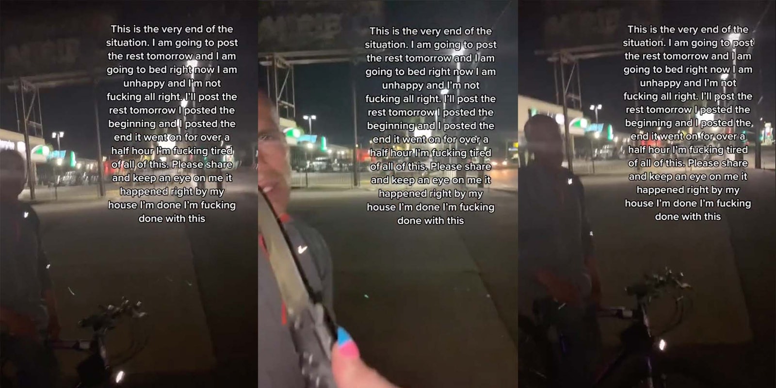 TikTok user @MissyMythic recorded her interaction with a man who she said had been following her. She threatened him with a knife.