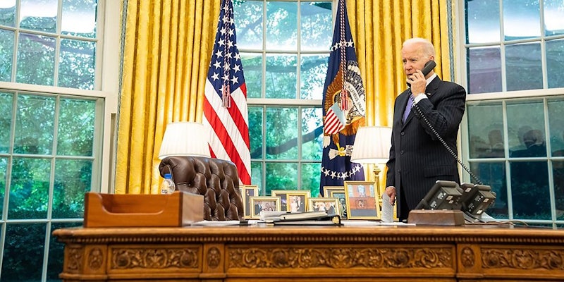 Joe Biden in the Oval Office.