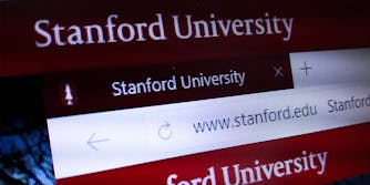 The homepage of the official website for Stanford University, a private research university in Stanford, California.