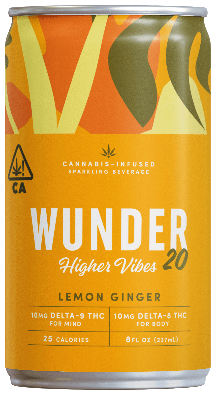 Wunder's Higher Vibes THC drink with CBD in the flavor lemon ginger
