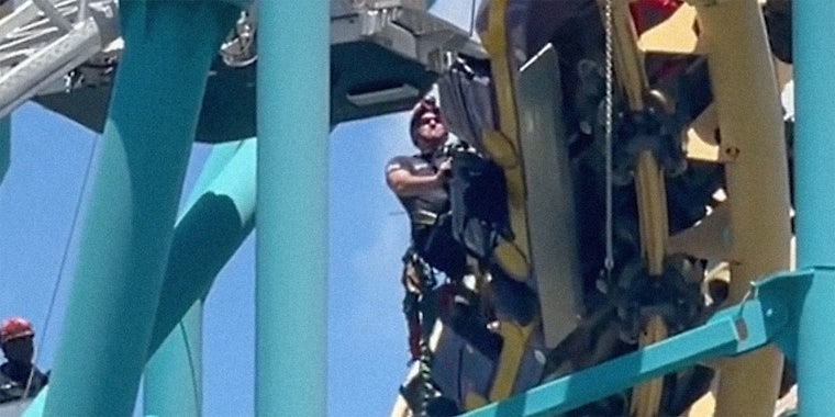 A man working on a roller coaster.