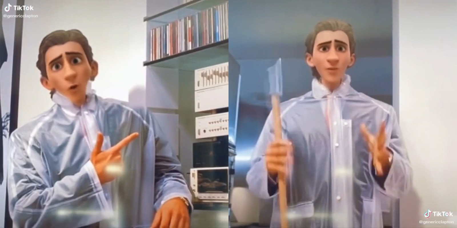 American Psycho scenes with TikTok's 'Pixar' filter