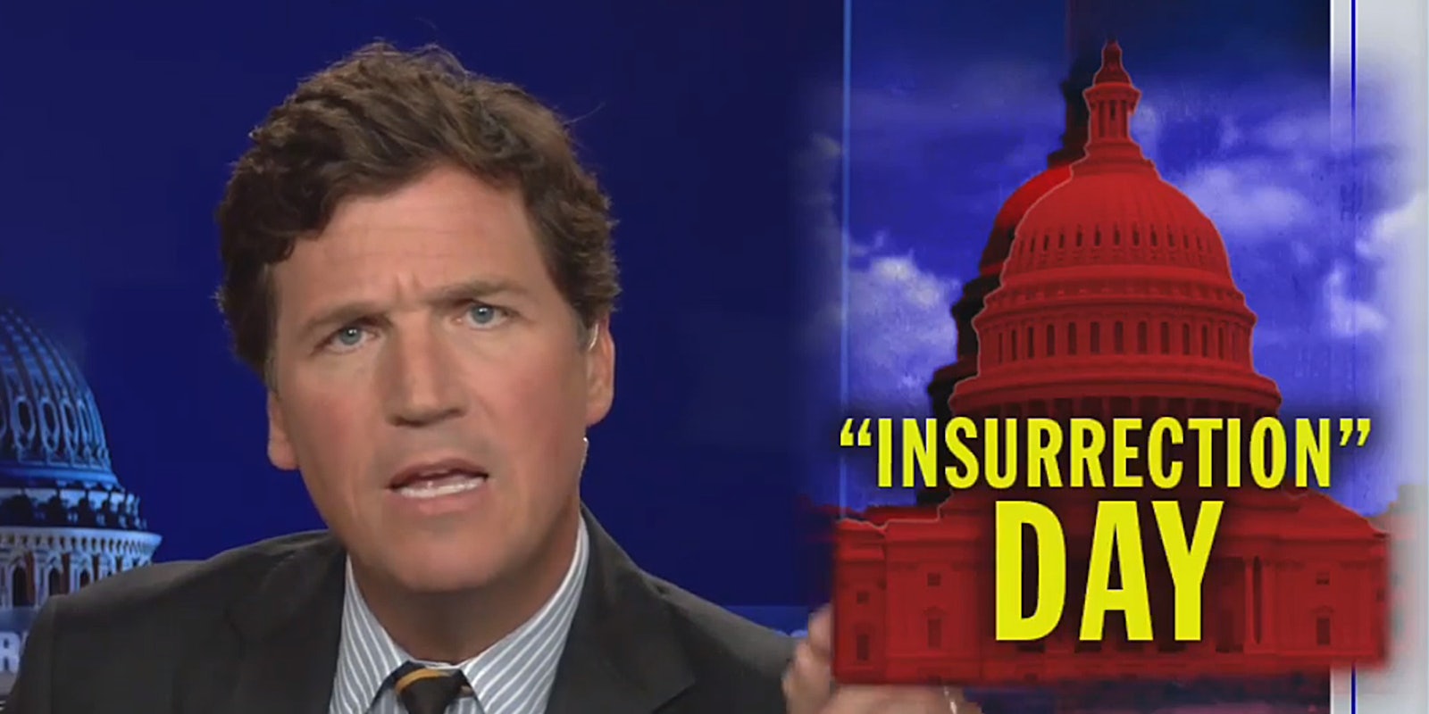Tucker Carlson with caption 'Insurrection day'