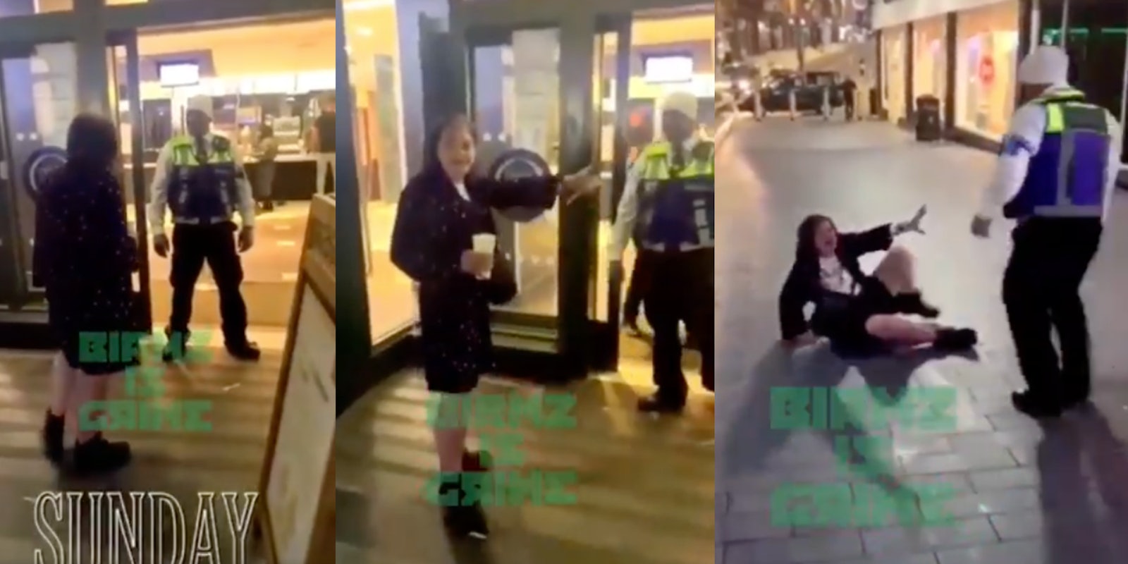 woman throws drink at mcdonald's security