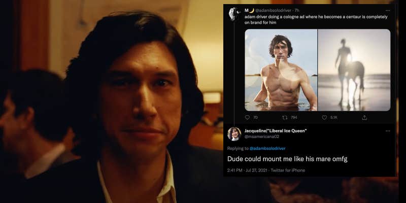 Adam Driver horny Burberry centaur