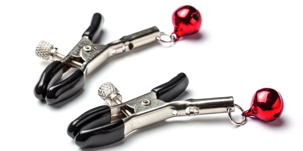 A pair of nipple clips with bells