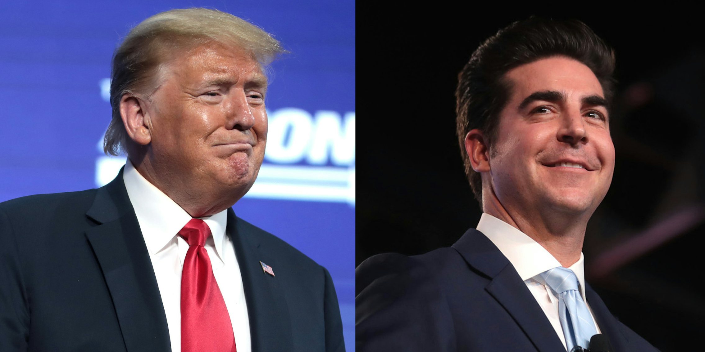 A side by side of former President Donald Trump and Jesse Watters.