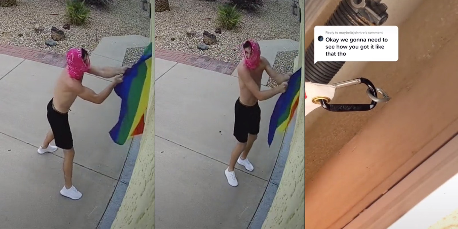 Man attempts to steal Pride flag off stranger's garage