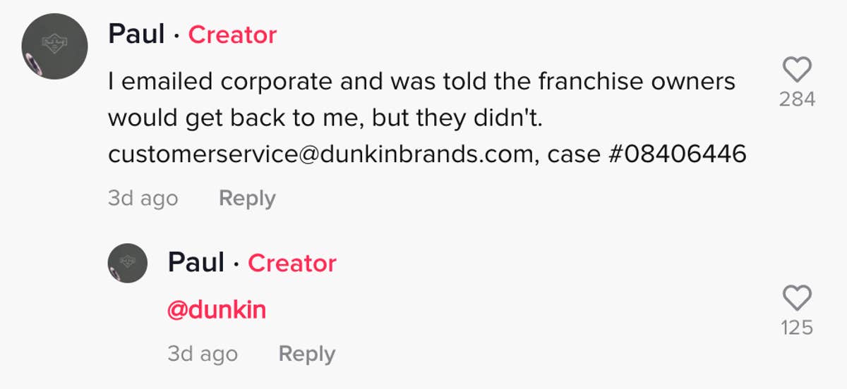 Man Asks Dunkin' Worker About Working Conditions in Viral TikTok