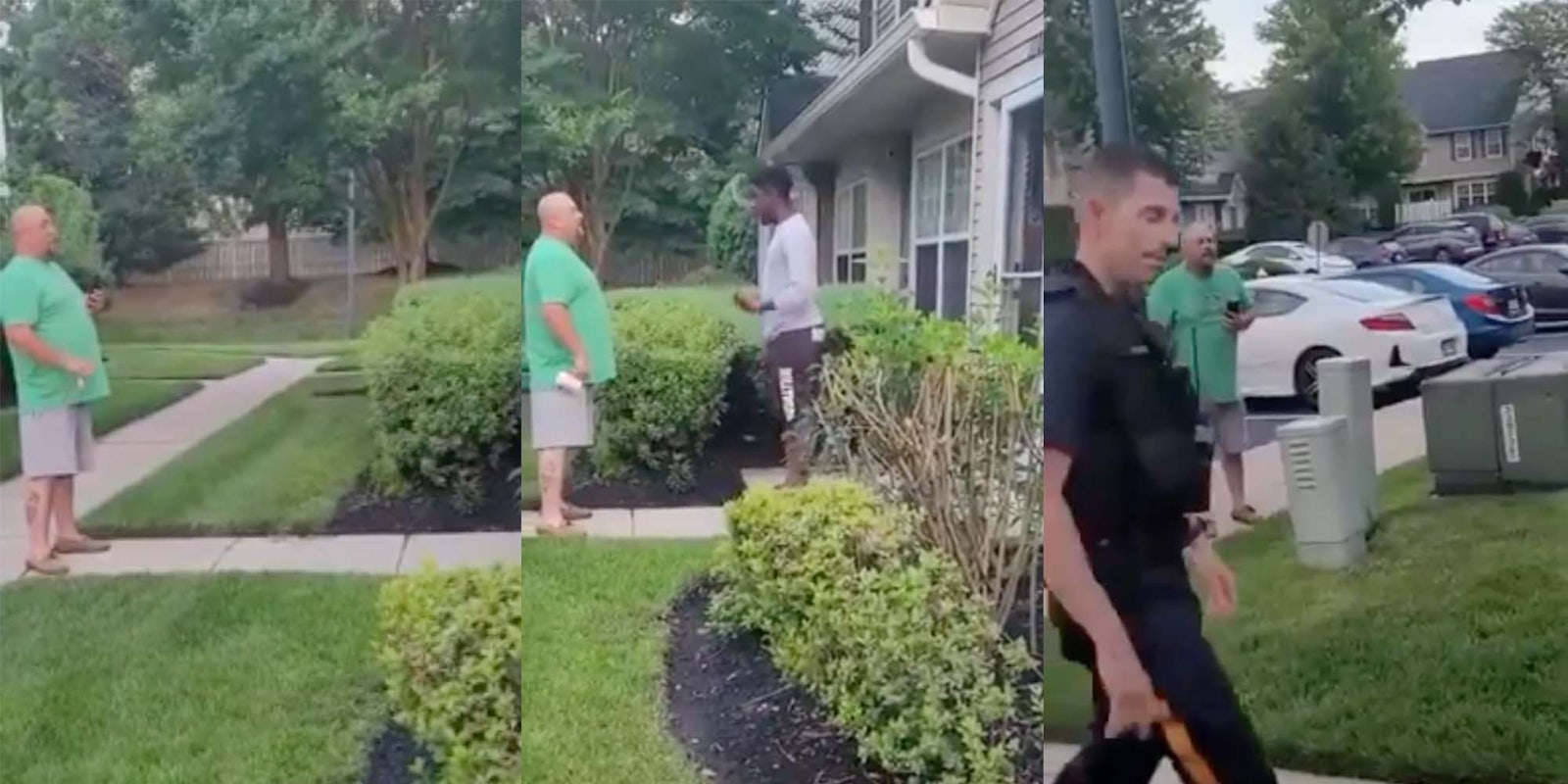 In a video, a white man is seen yelling racist slurs at his neighbors, who are Black,