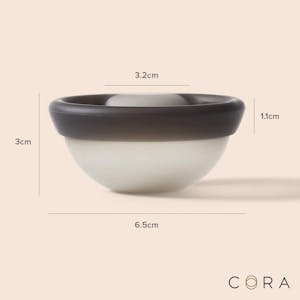 cora disc measurements on a peachy background