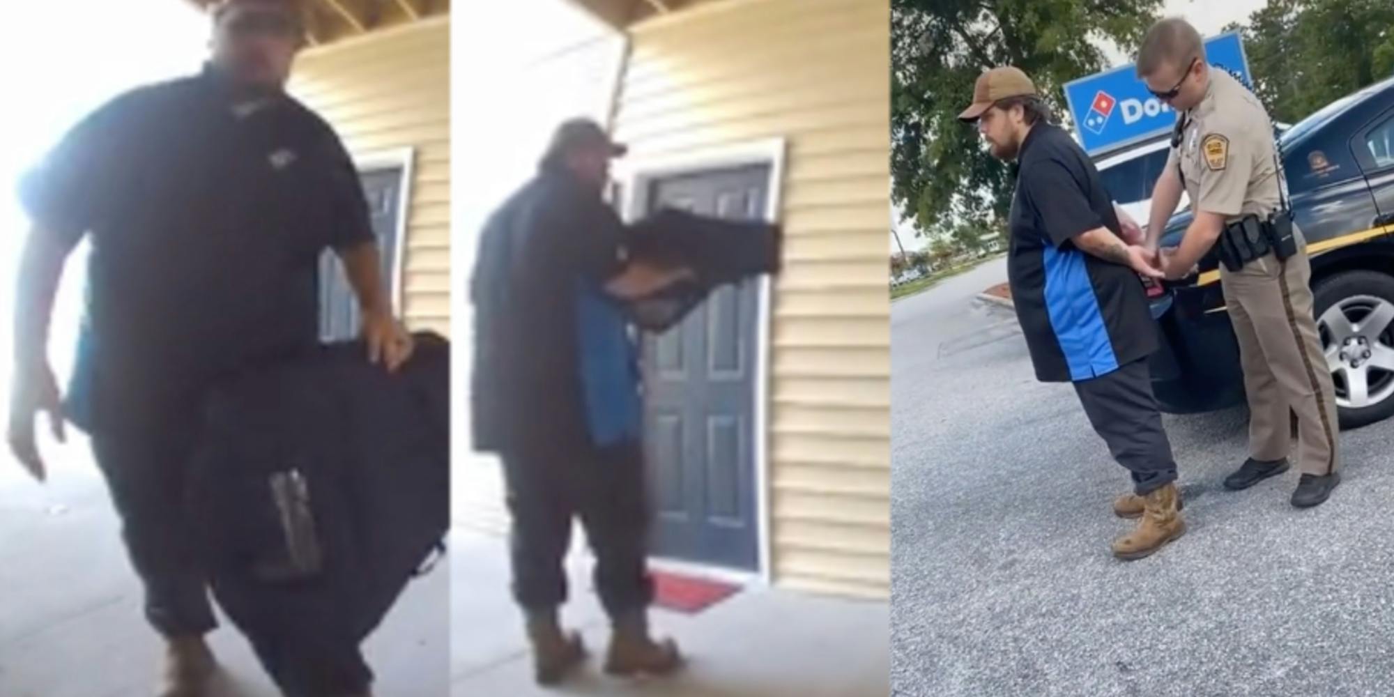 Domino's pizza delivery driver steals package after delivering pizza to neighbor and getting arrested