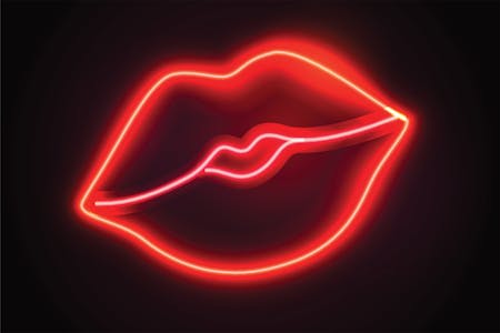 Neon lips like you might find on one of the best virtual sex sites on this list