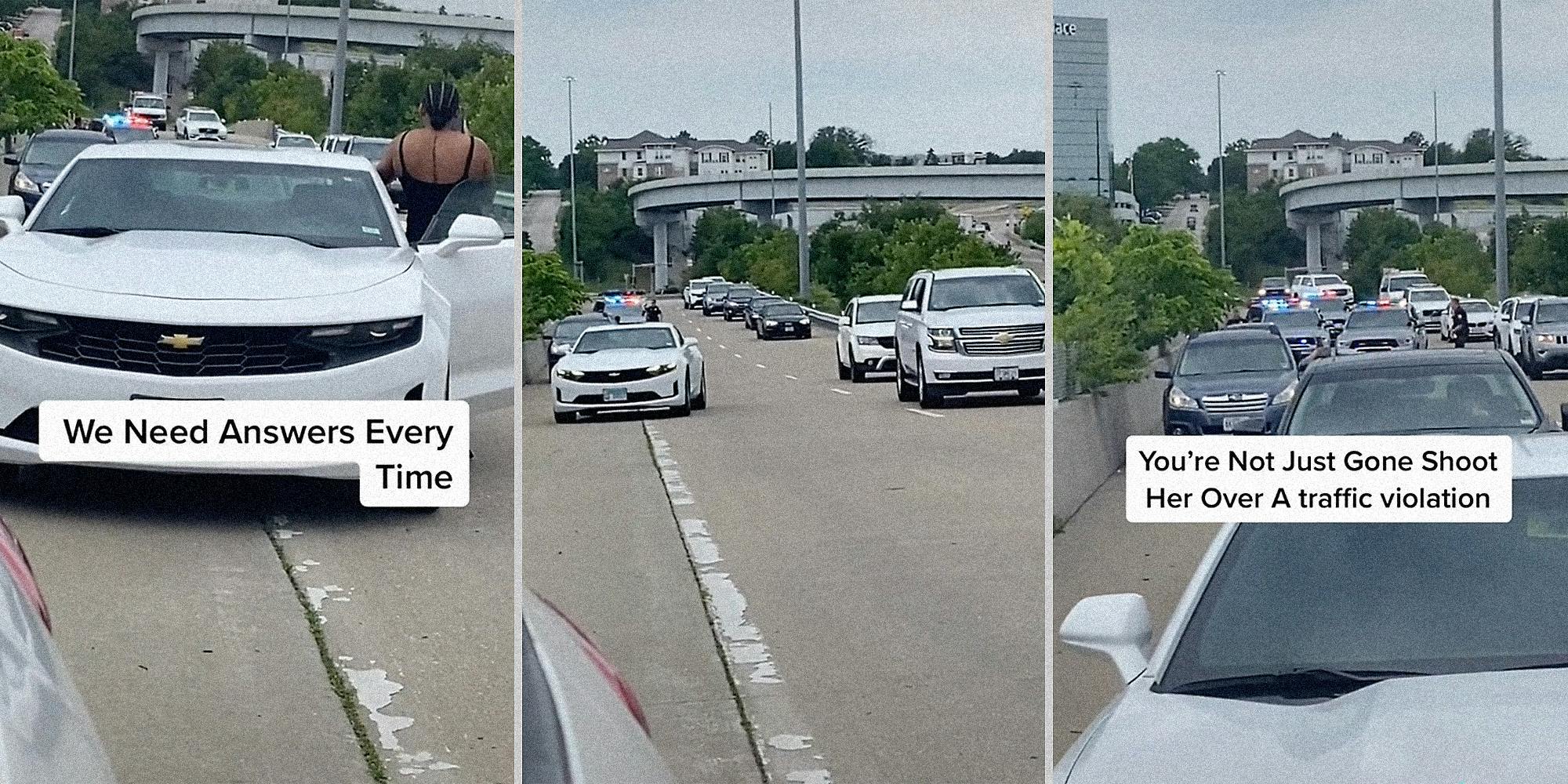 Cars on a freeway.