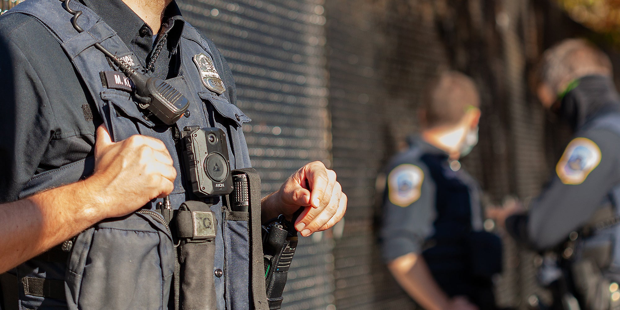 A body cam on a police officer.