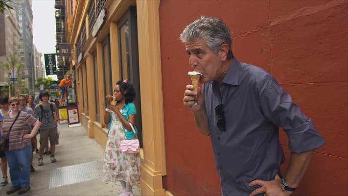 anthony bourdain eating ice cream