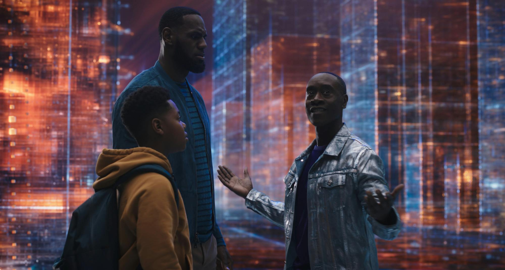 cedric joe, lebron james, and don cheadle in space jam a new legacy