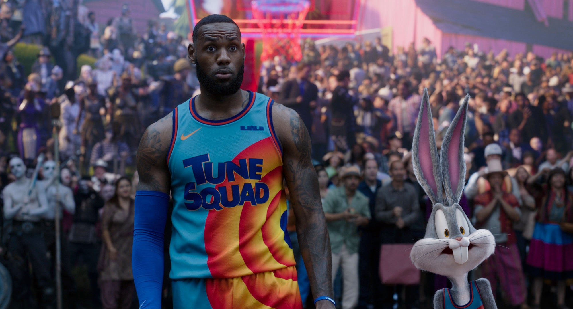 lebron james (left) and bugs bunny in space jam a new legacy