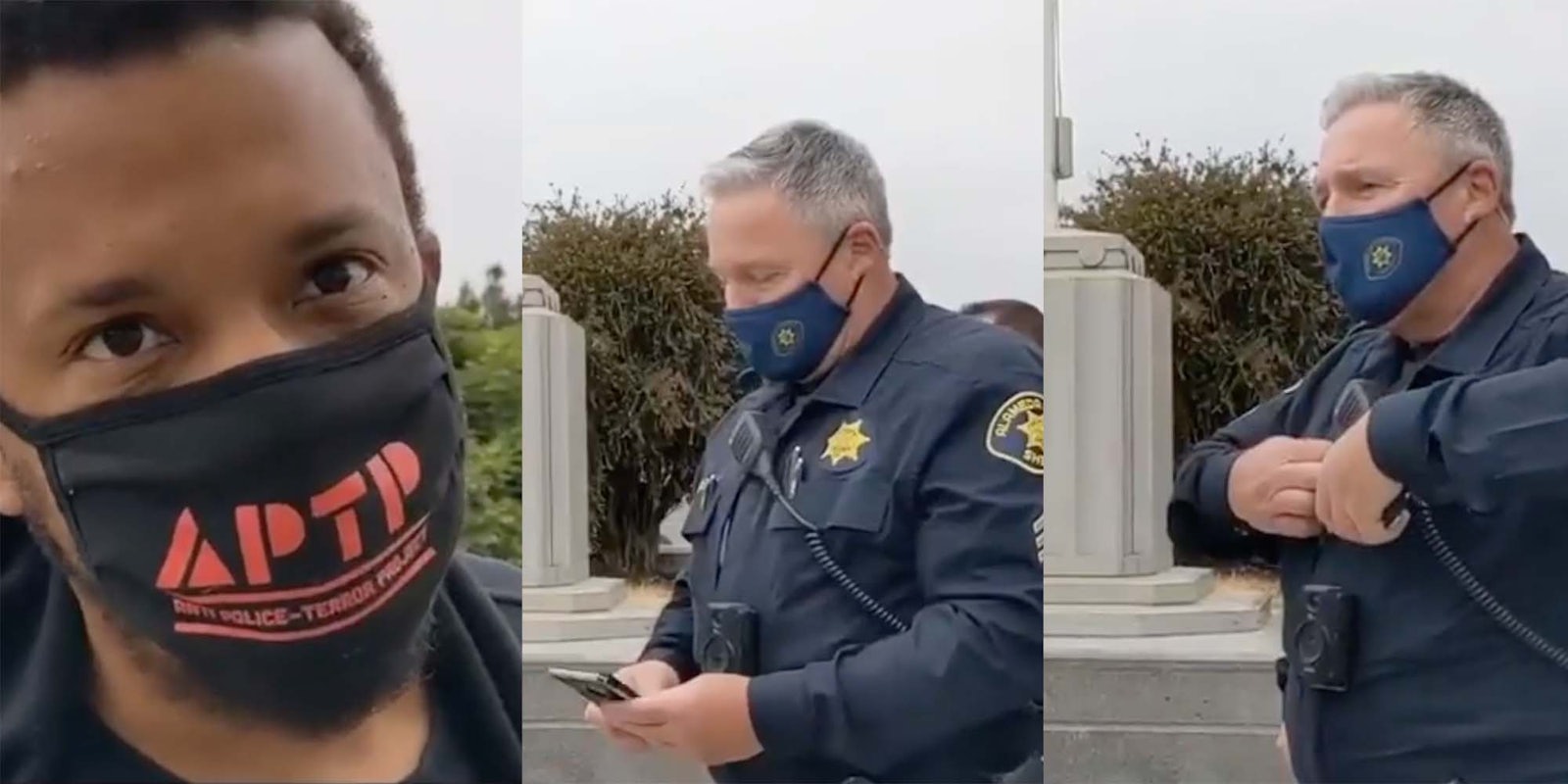 A police officer plays Taylor Swift on his phone while he is being recorded so the video will violate Youtube's copyright policy.