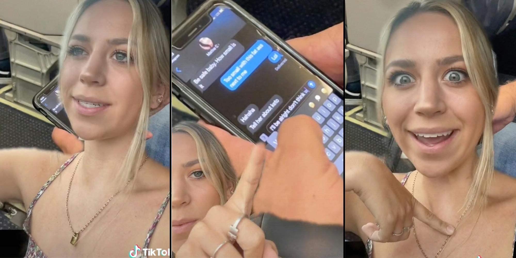 tiktok text fat woman on plane